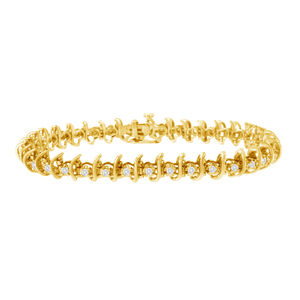 10KT Yellow Gold Plated .925 Sterling Silver 1 cttw Prong-Set Diamond Link